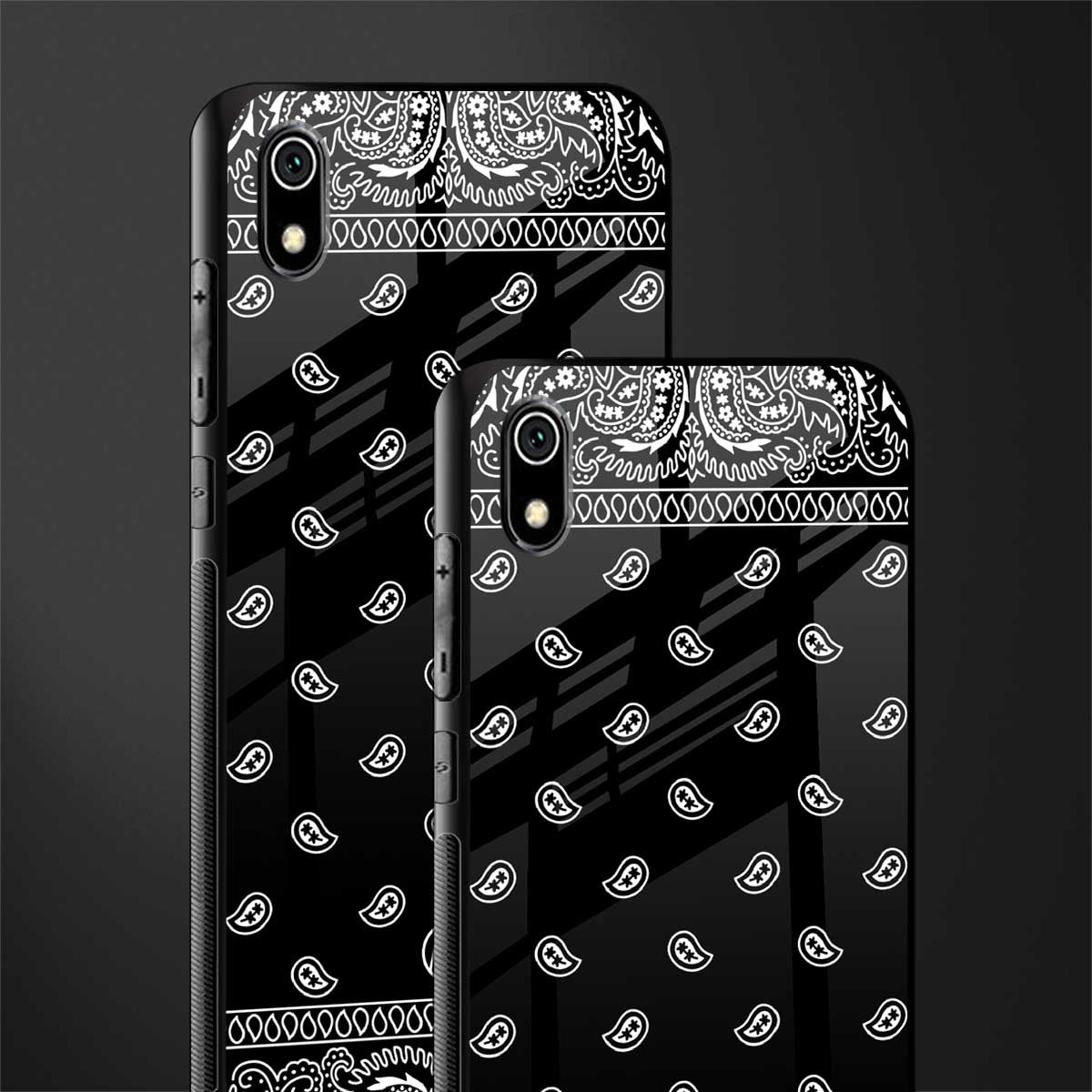 paisley black glass case for redmi 7a image-2