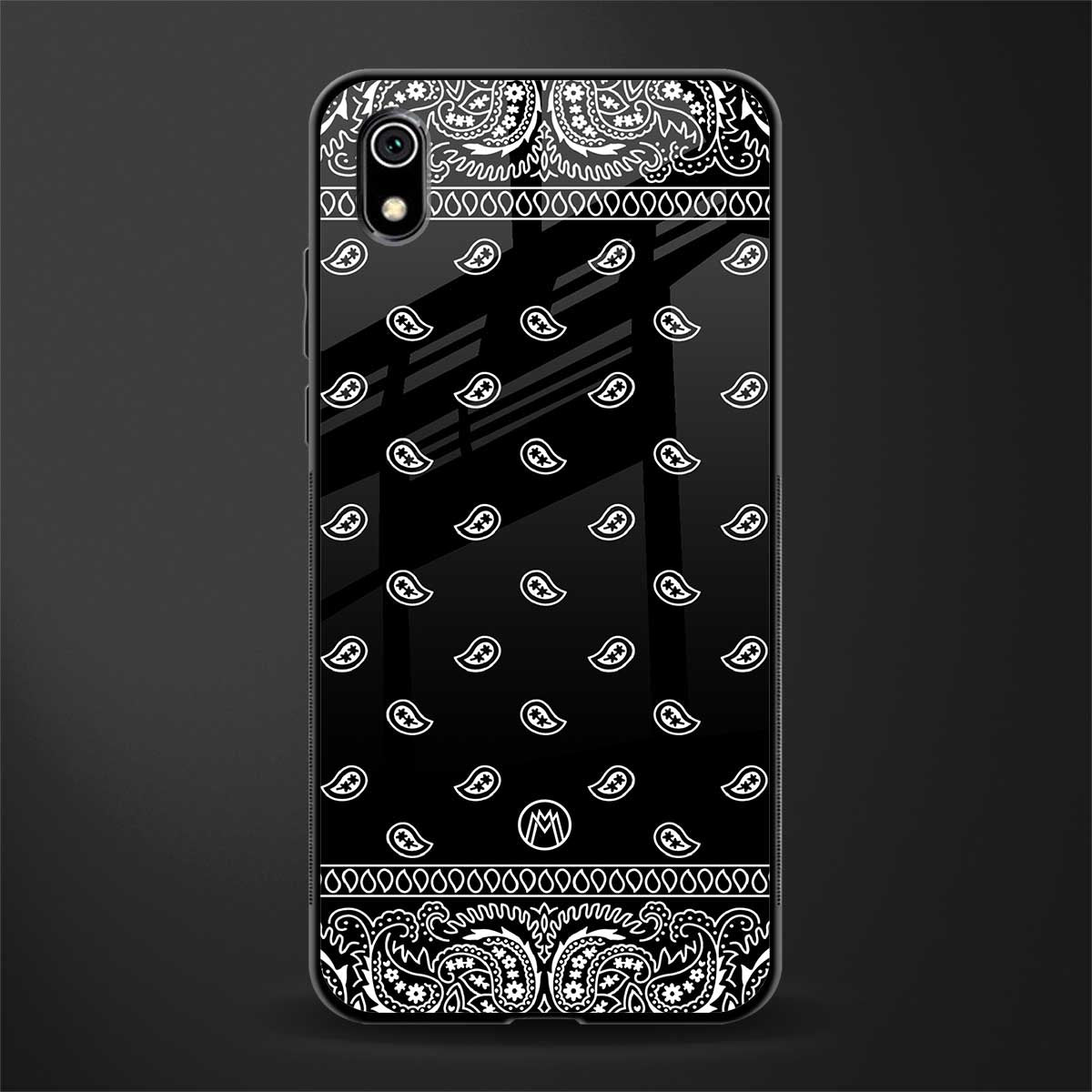 paisley black glass case for redmi 7a image