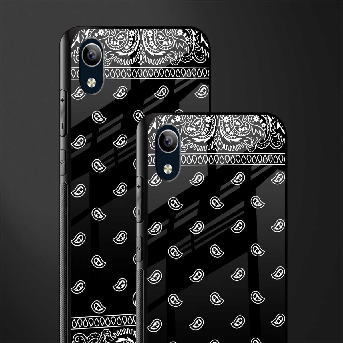 paisley black glass case for vivo y1s without fingerprint image-2