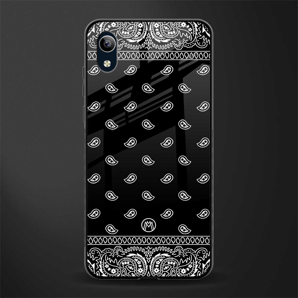 paisley black glass case for vivo y1s without fingerprint image