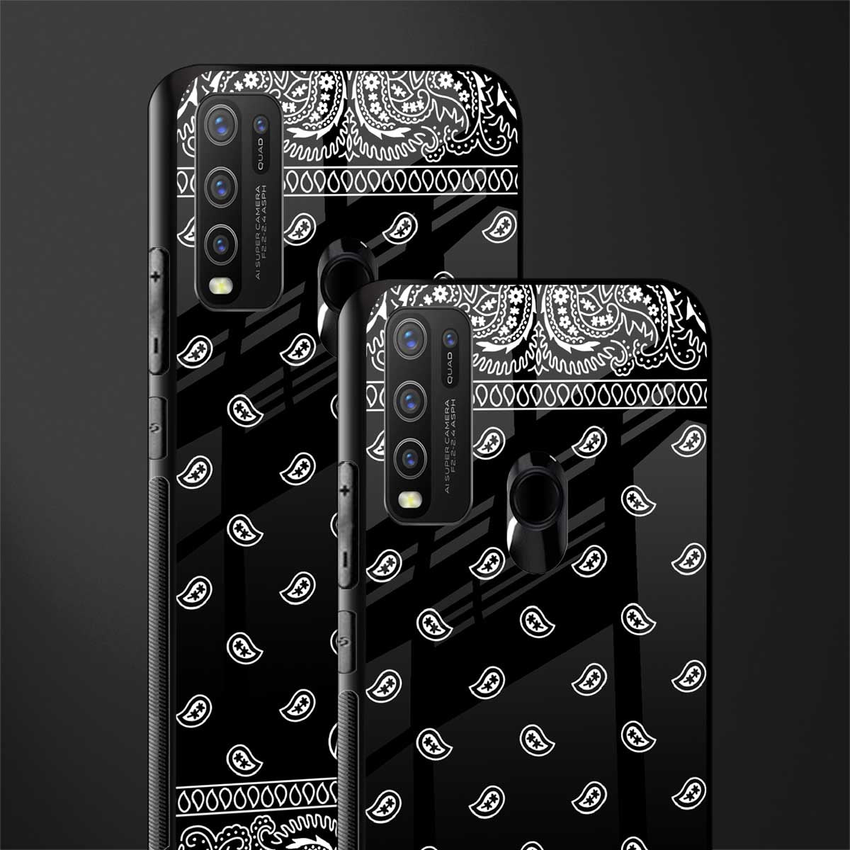 paisley black glass case for vivo y30 image-2