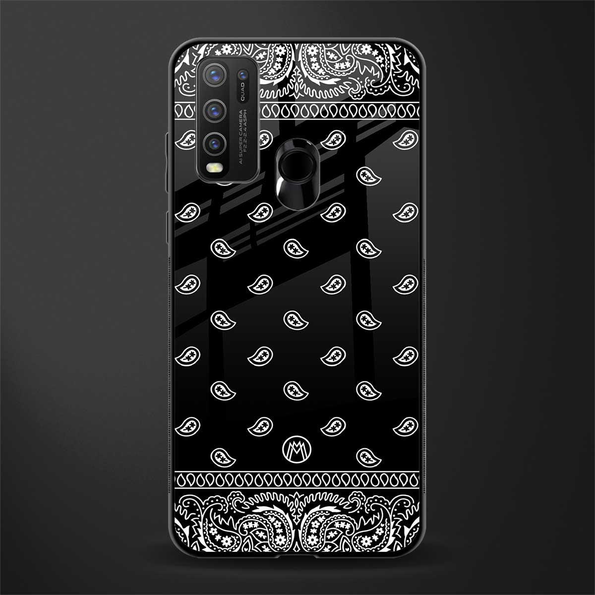 paisley black glass case for vivo y50 image