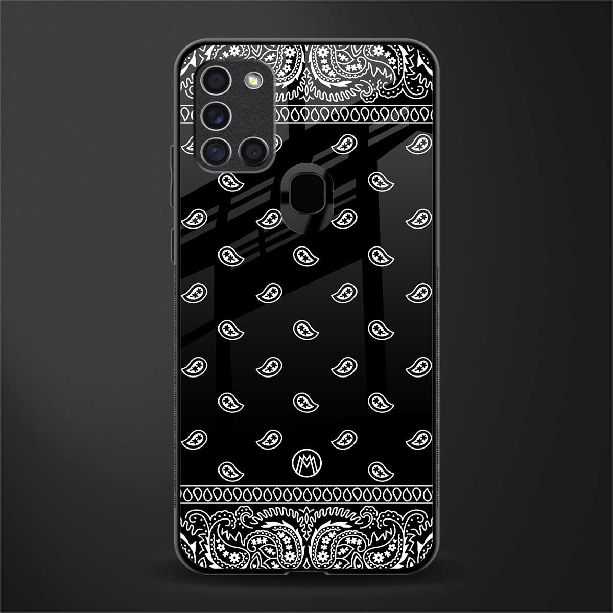 paisley black glass case for samsung galaxy a21s image