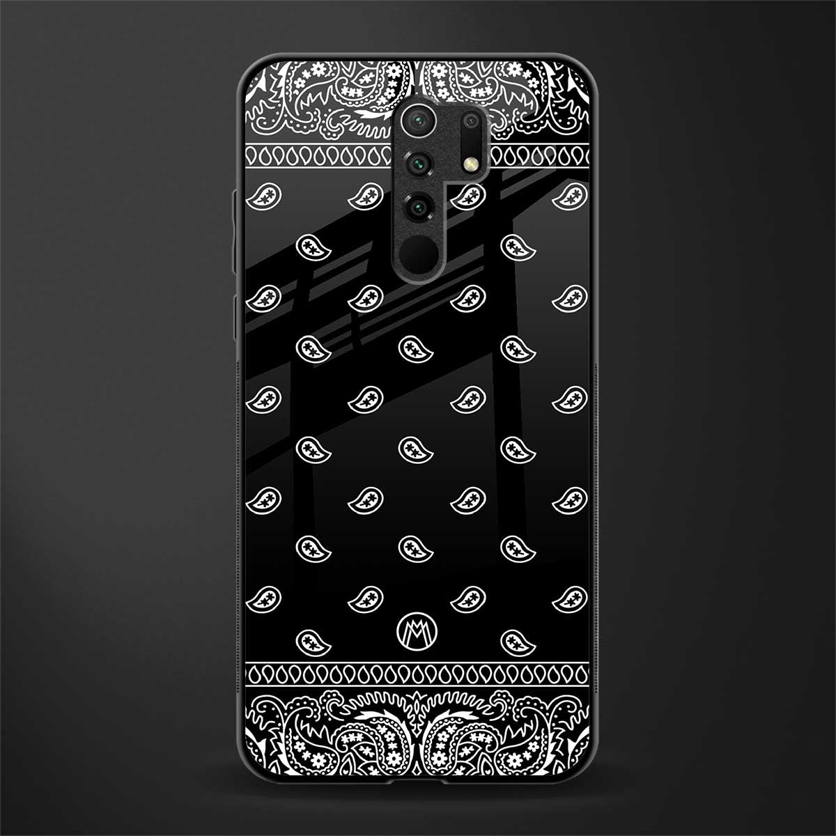 paisley black glass case for redmi 9 prime image