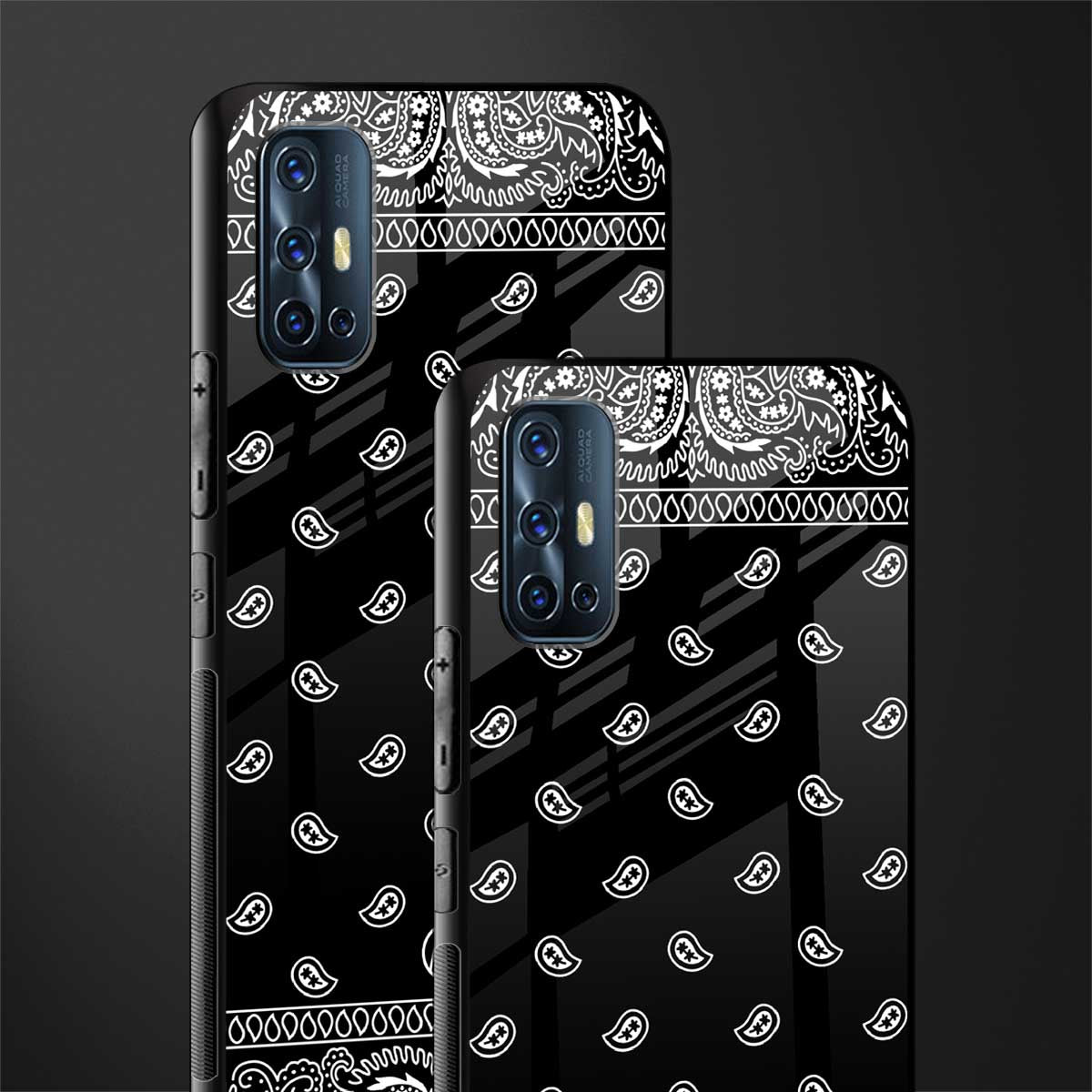 paisley black glass case for vivo v17 image-2