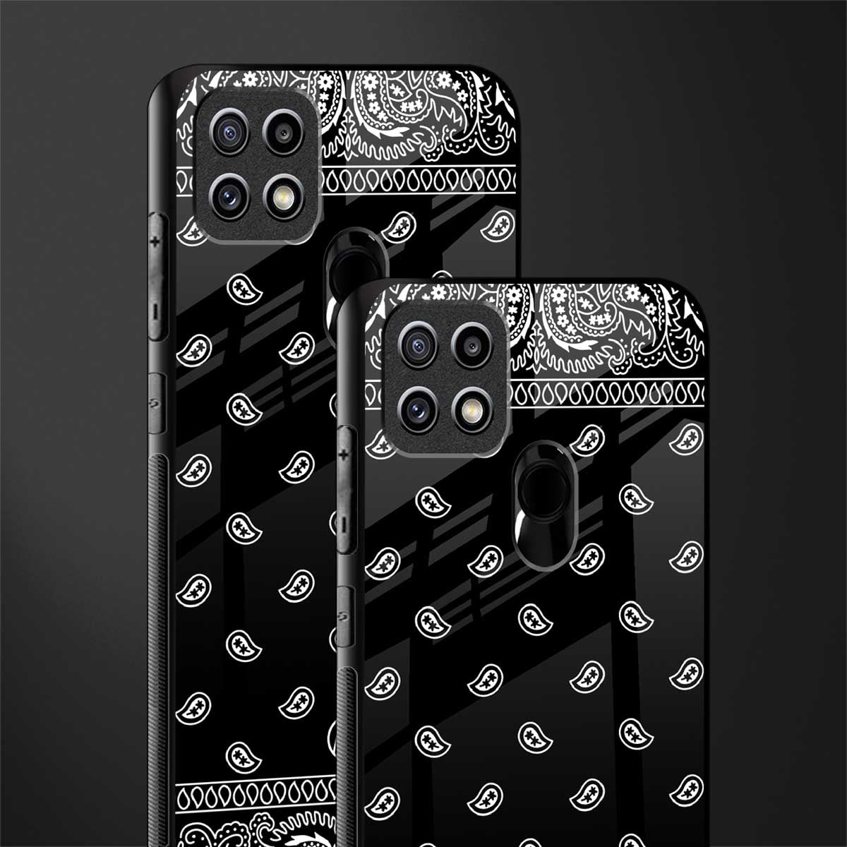 paisley black glass case for oppo a15s image-2
