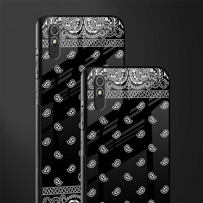 paisley black glass case for redmi 9a image-2