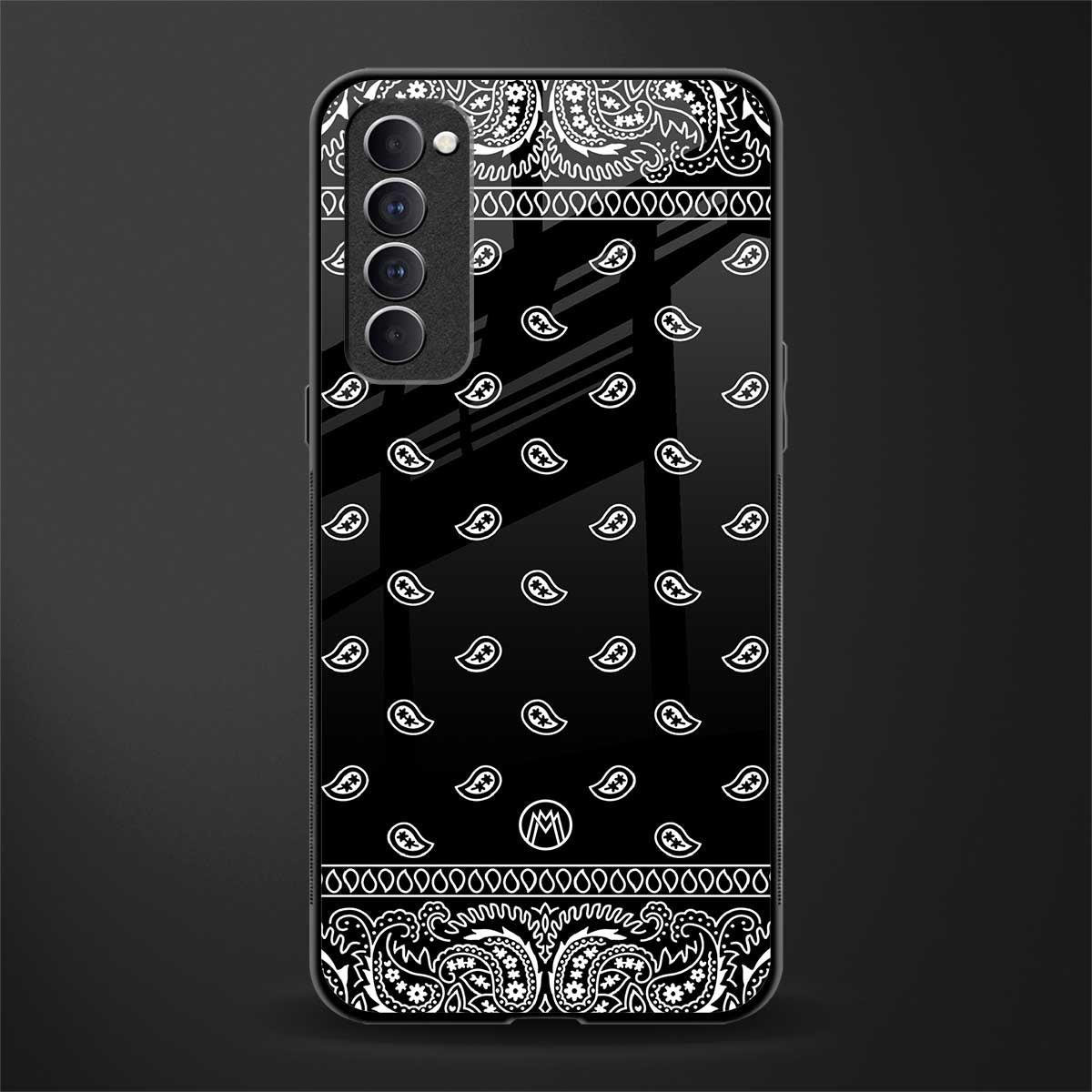 paisley black glass case for oppo reno 4 pro image