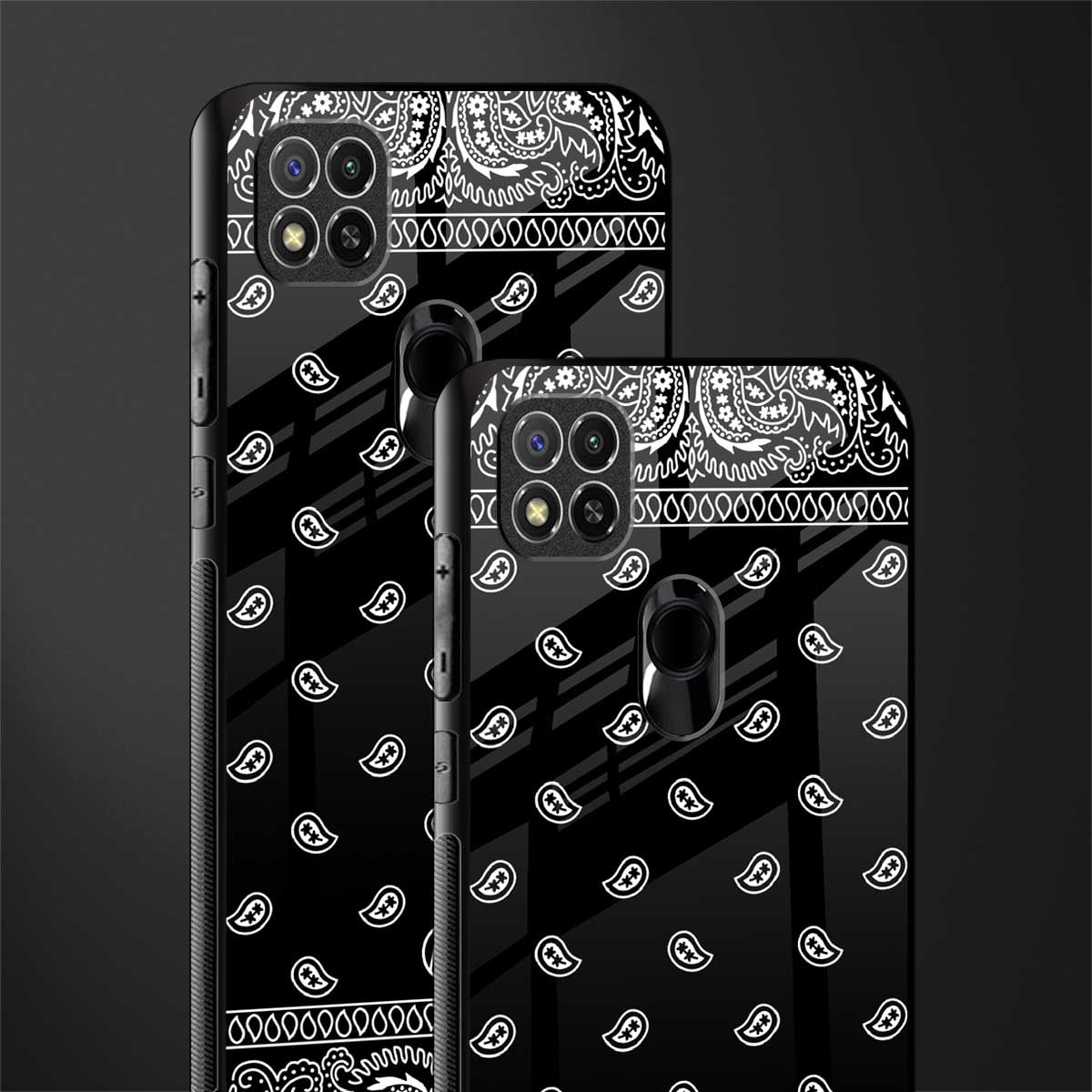 paisley black glass case for poco c31 image-2