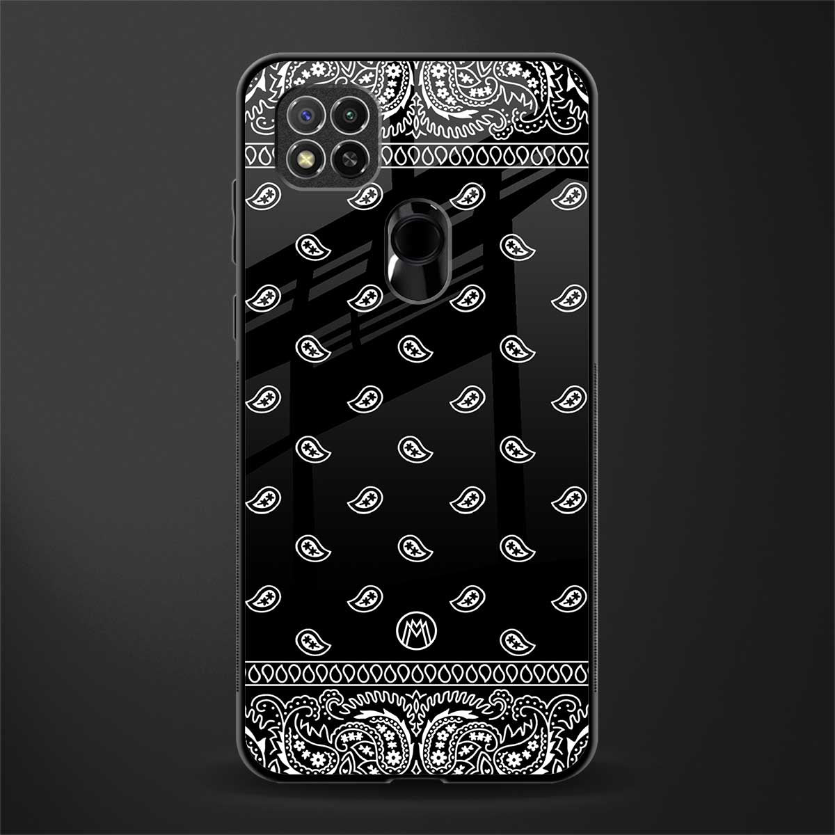 paisley black glass case for redmi 9 image