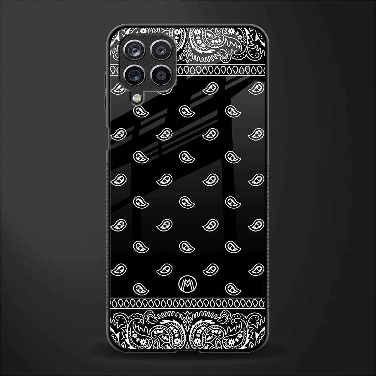 paisley black glass case for samsung galaxy a12 image