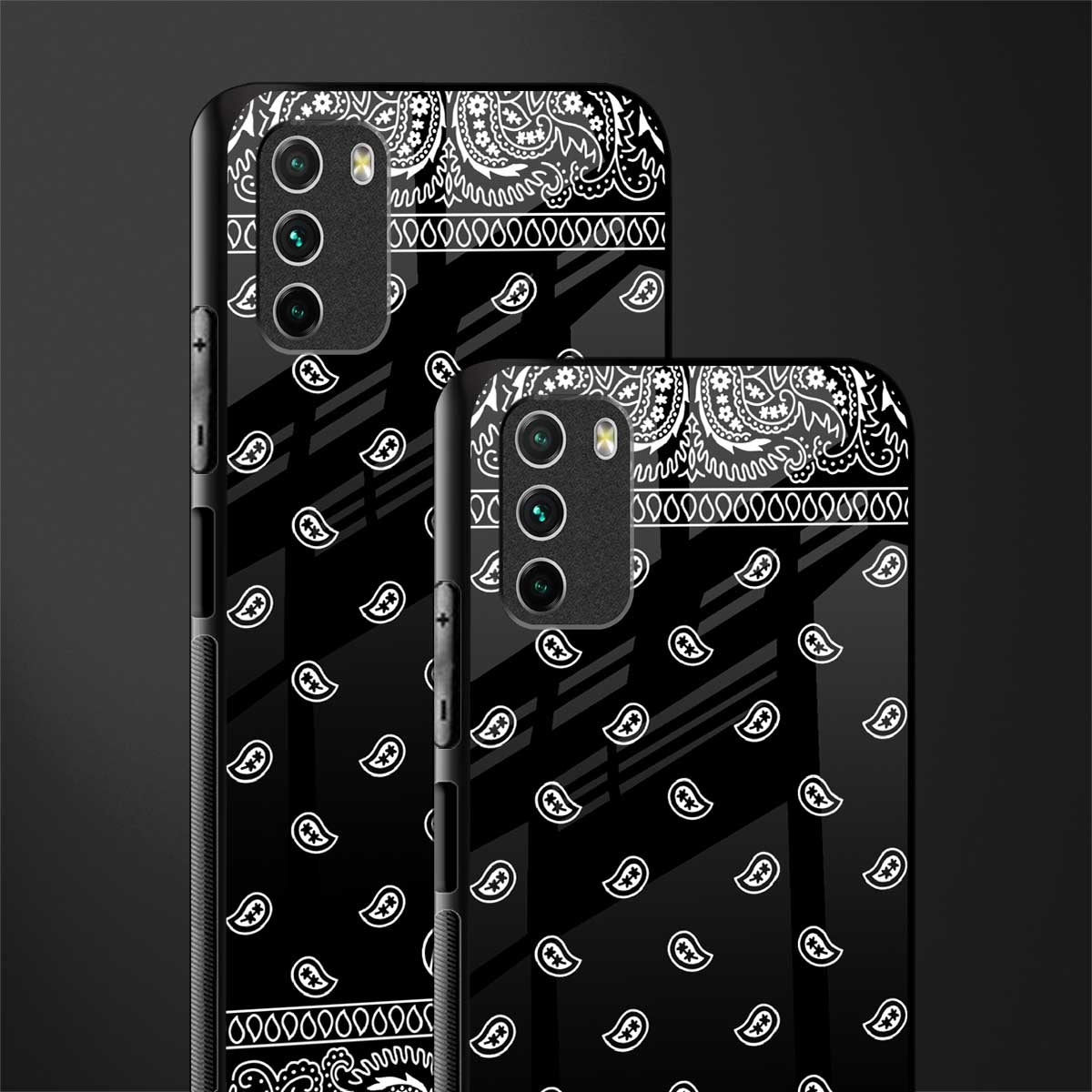 paisley black glass case for poco m3 image-2