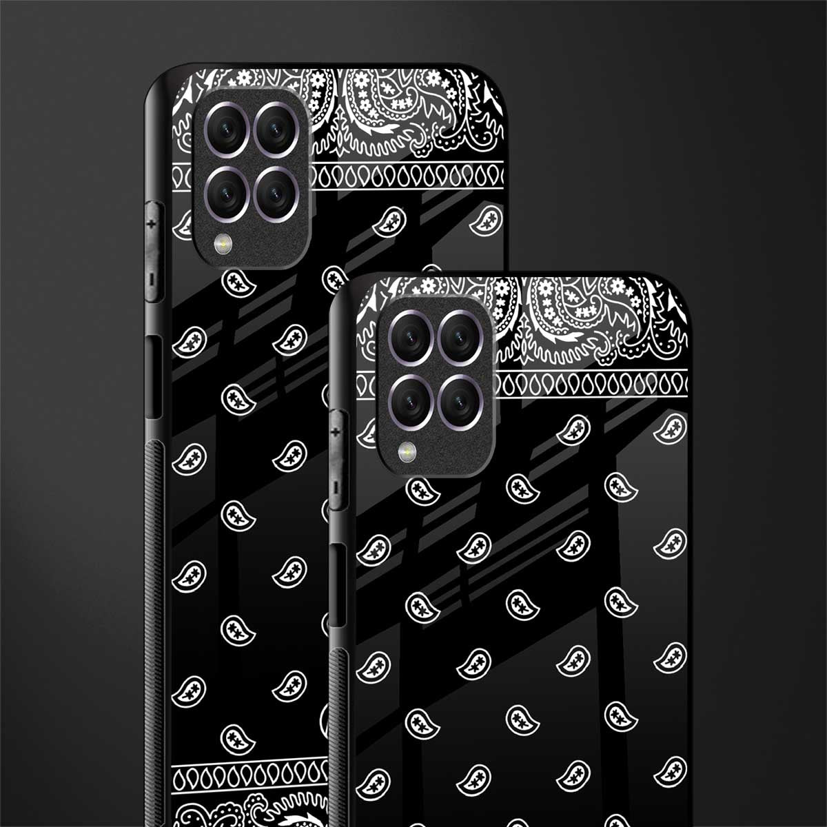 paisley black glass case for samsung galaxy f62 image-2