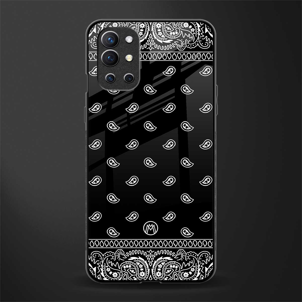 paisley black glass case for oneplus 9r image