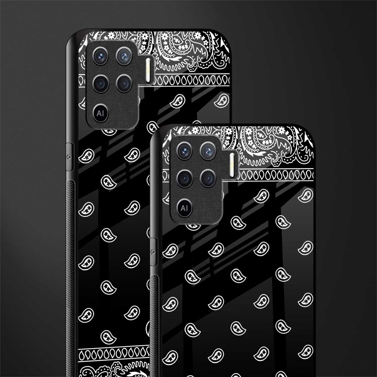 paisley black glass case for oppo f19 pro image-2
