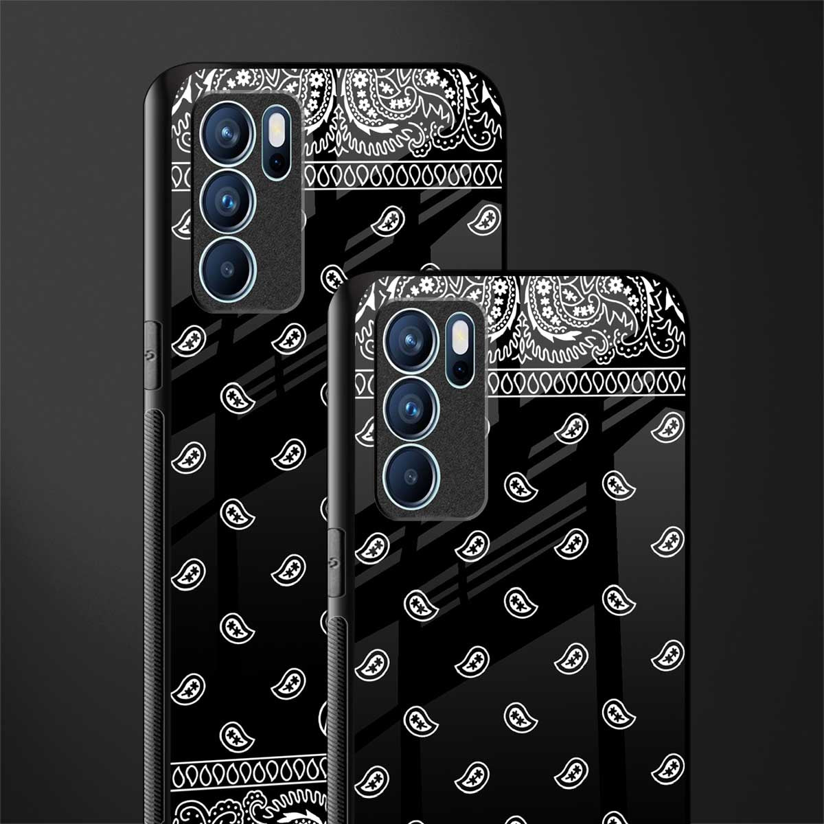 paisley black glass case for oppo reno6 5g image-2