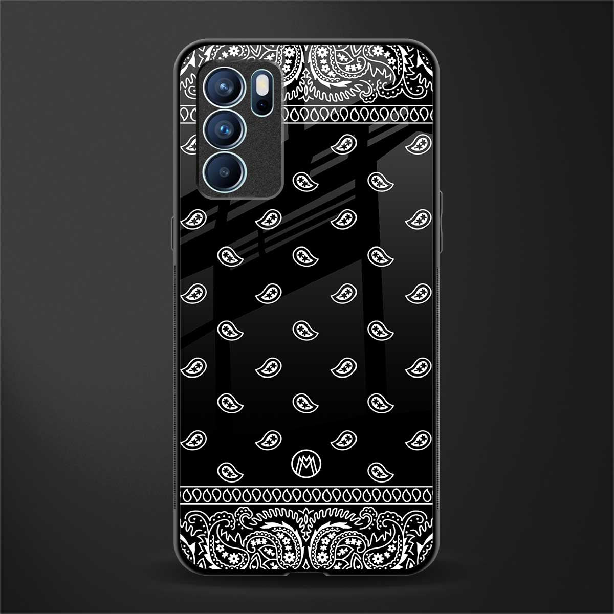 paisley black glass case for oppo reno6 5g image