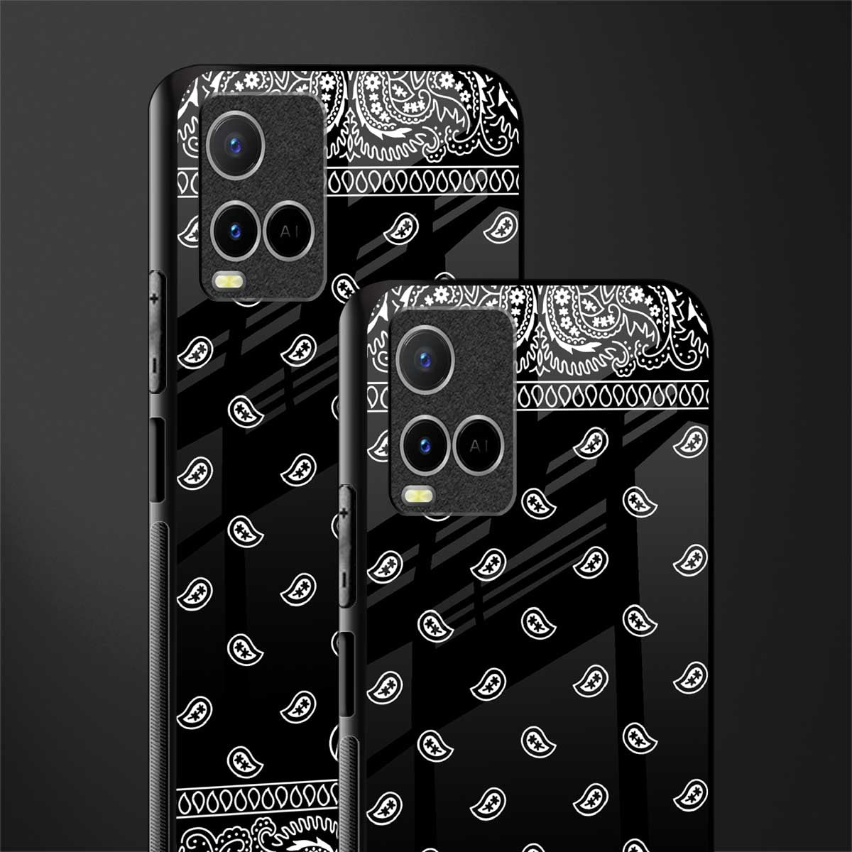 paisley black glass case for vivo y21s image-2