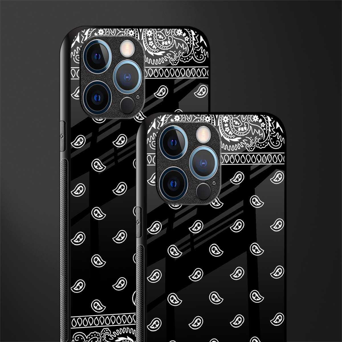 paisley black glass case for iphone 12 pro image-2