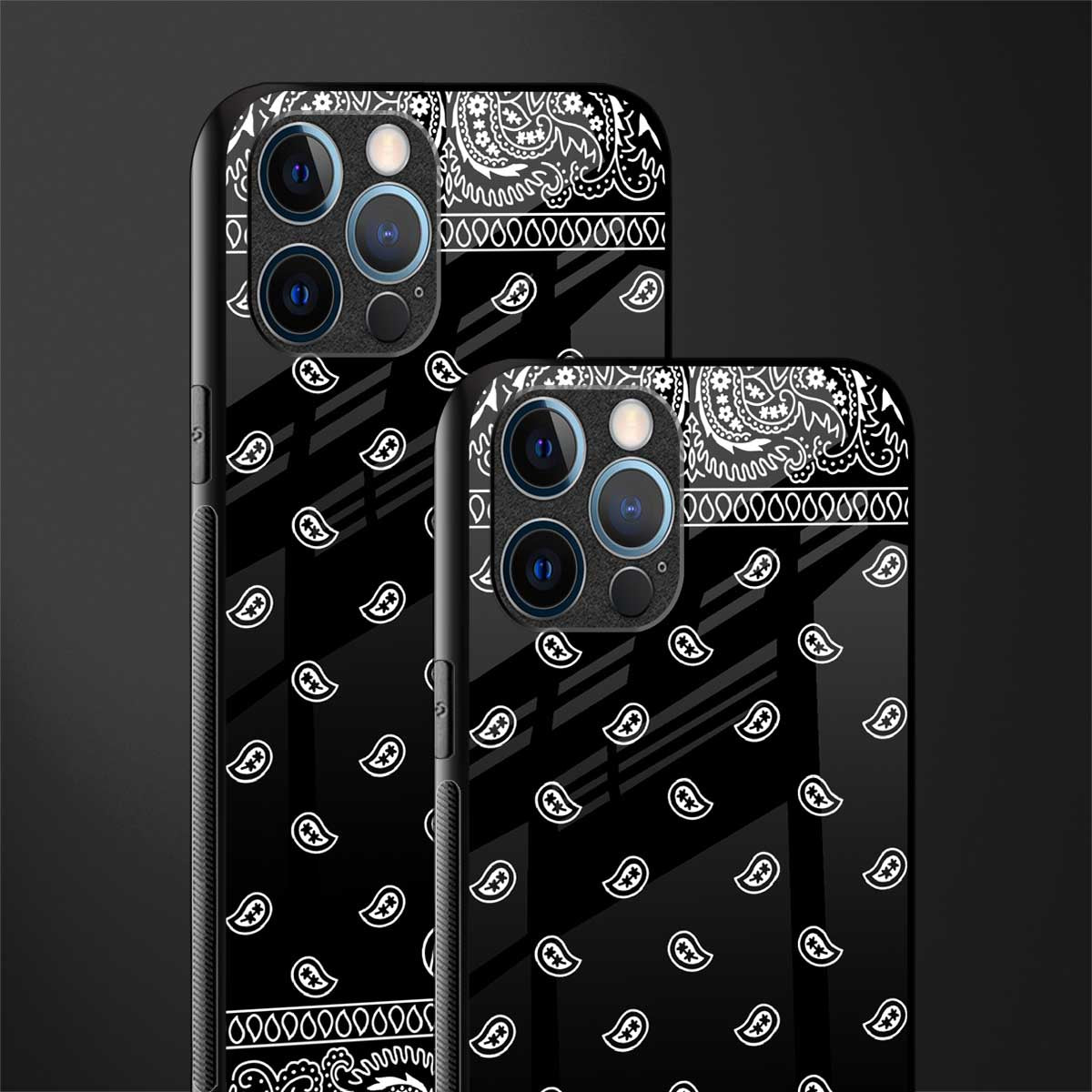 paisley black glass case for iphone 12 pro max image-2