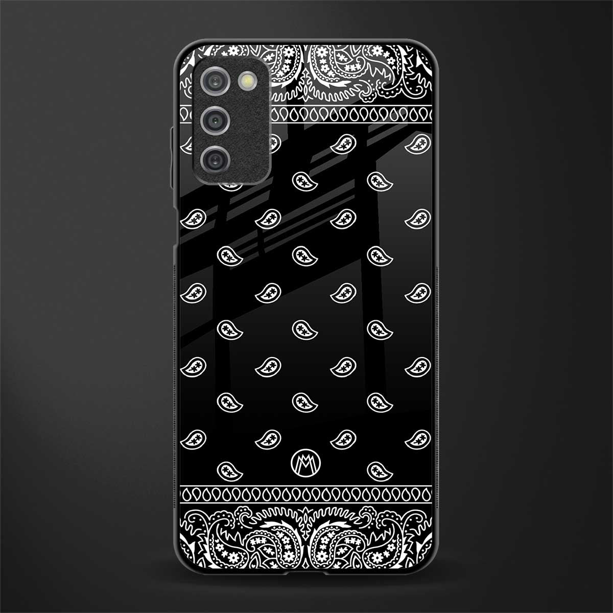 paisley black glass case for samsung galaxy a03s image