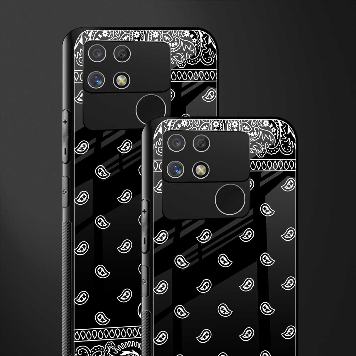 paisley black back phone cover | glass case for realme narzo 50a