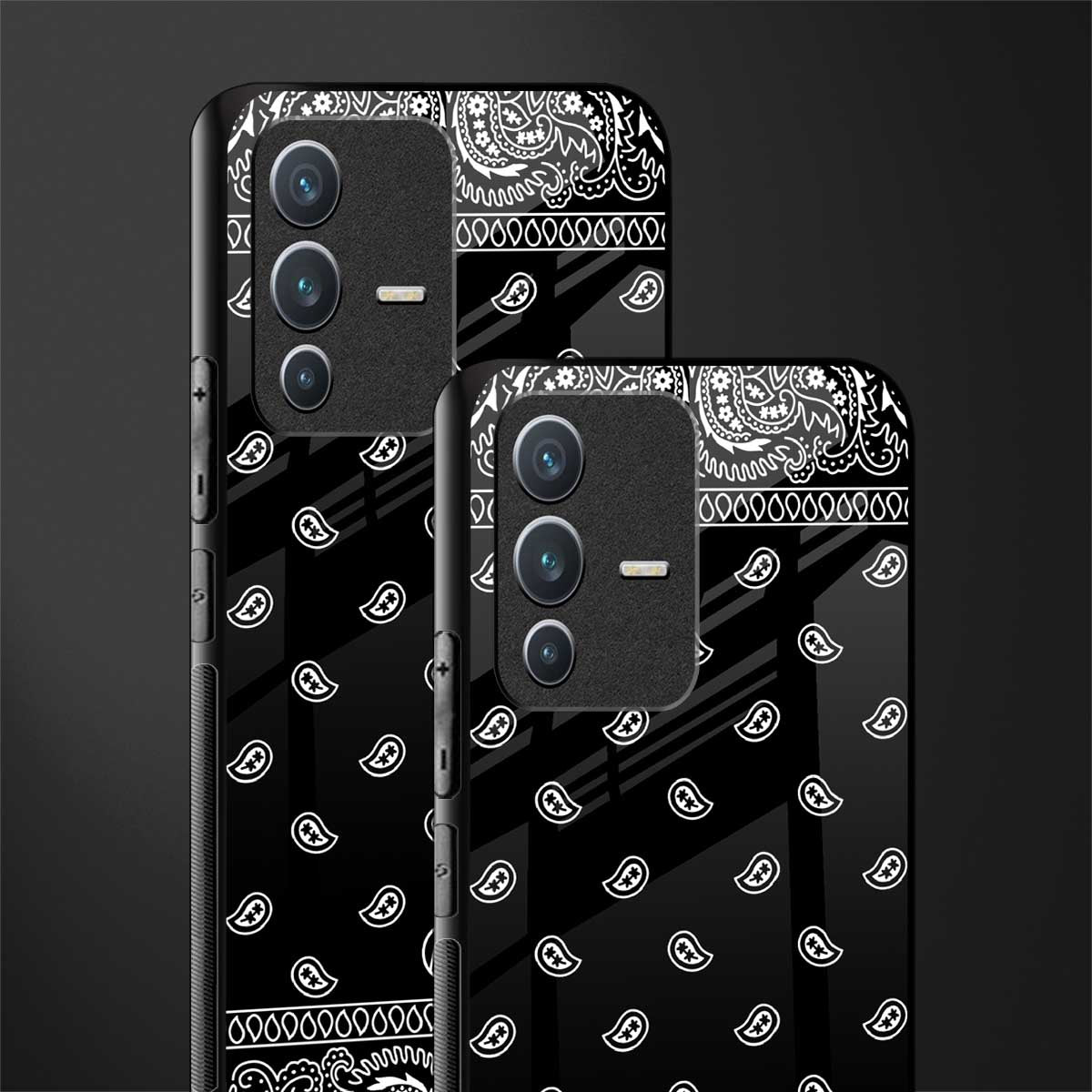 paisley black glass case for vivo v23 5g image-2
