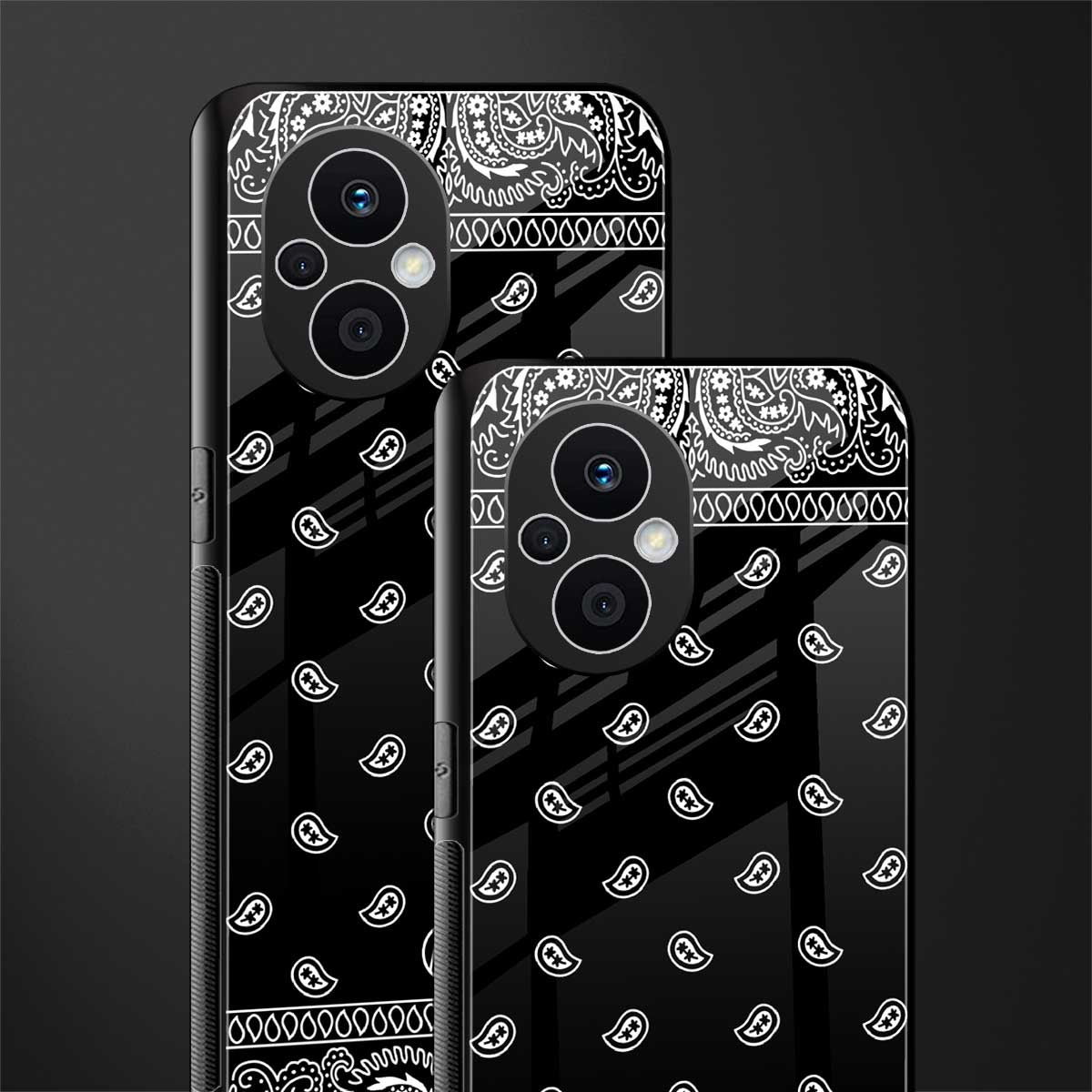 paisley black back phone cover | glass case for oppo f21 pro 5g