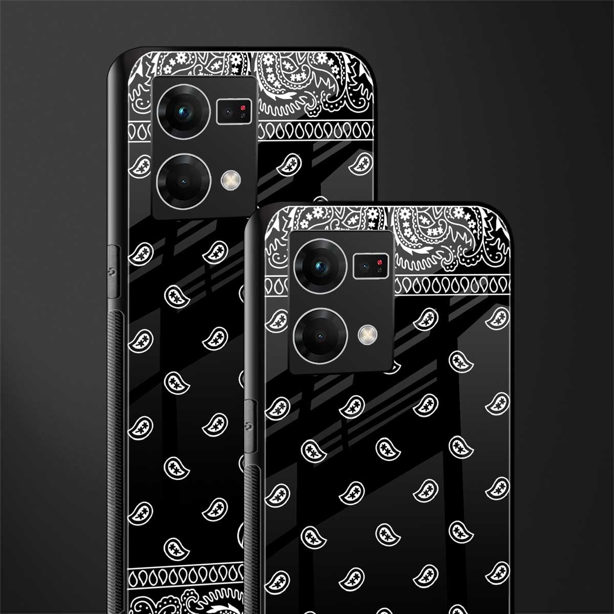 paisley black back phone cover | glass case for oppo f21 pro 4g