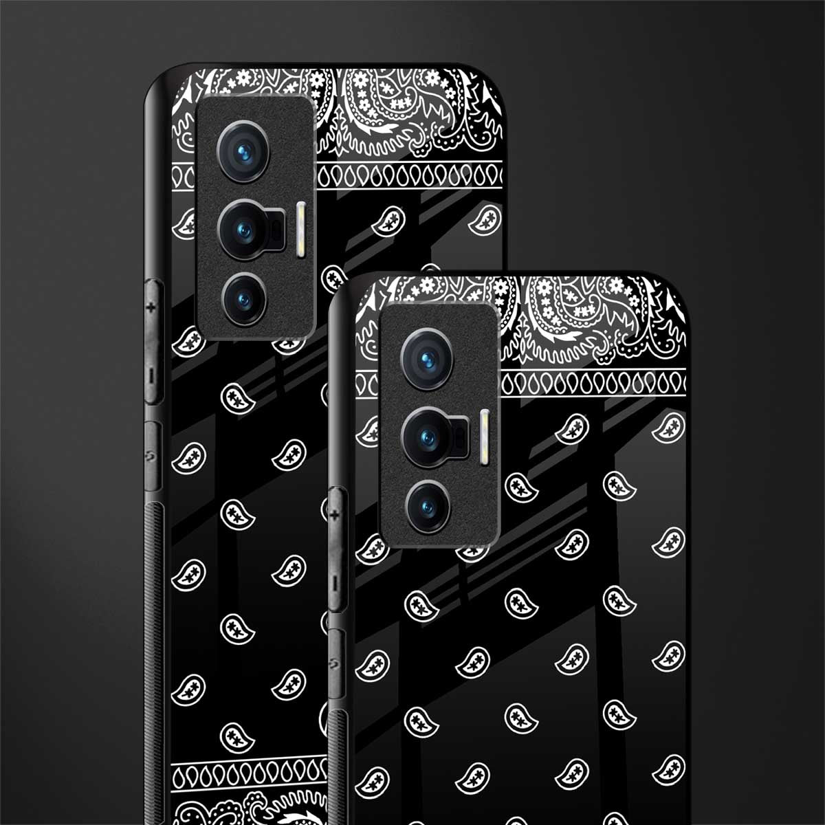 paisley black glass case for vivo x70 image-2