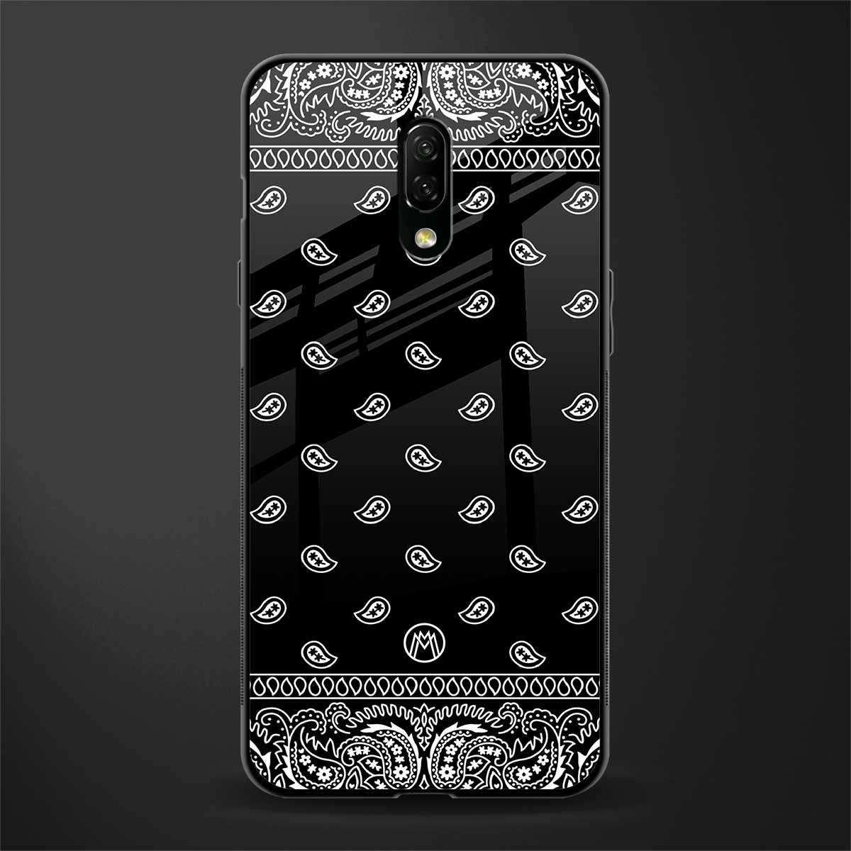 paisley black glass case for oneplus 7 image