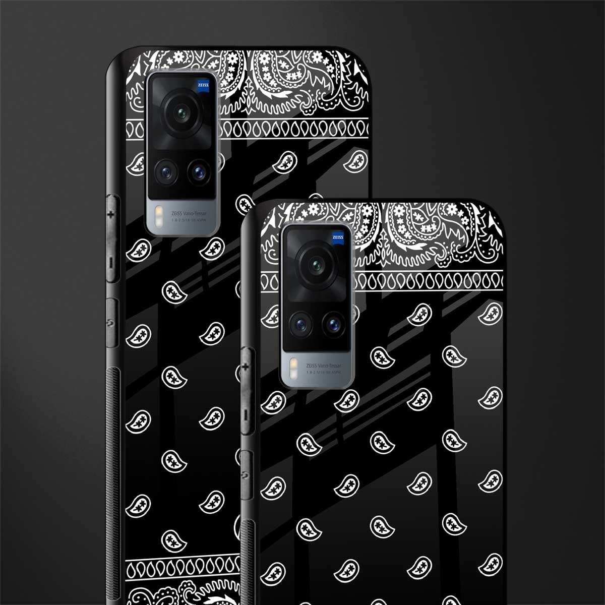 paisley black glass case for vivo x60 image-2