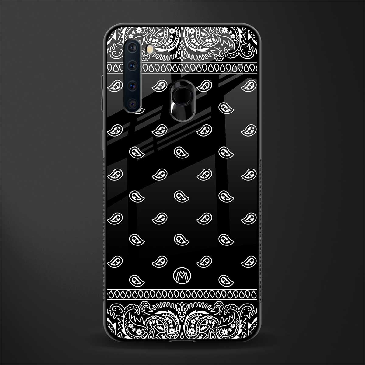 paisley black glass case for samsung a21 image