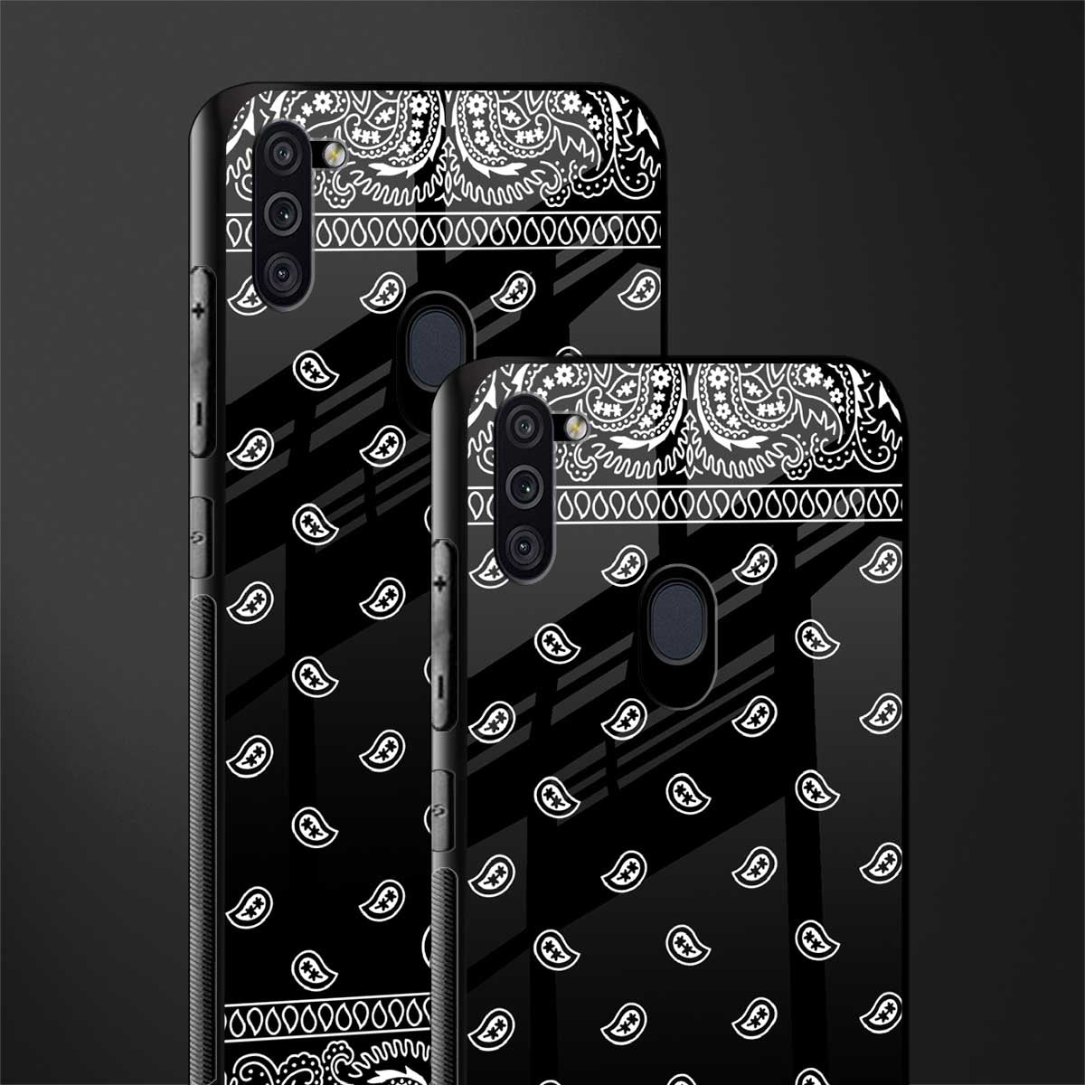 paisley black glass case for samsung galaxy m11 image-2