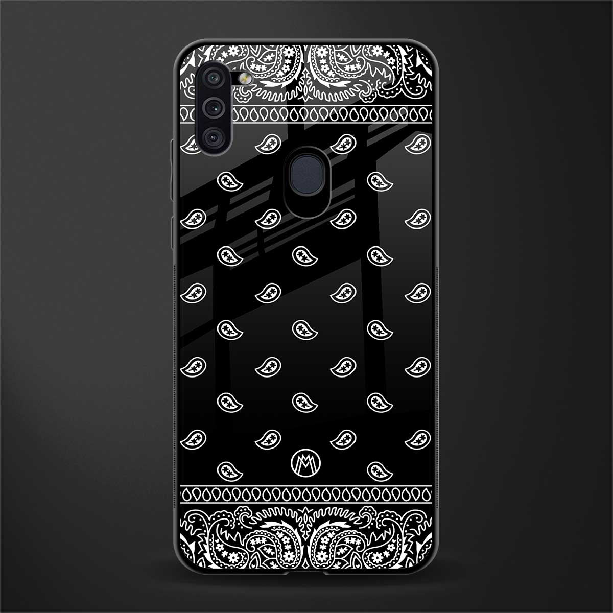 paisley black glass case for samsung galaxy m11 image