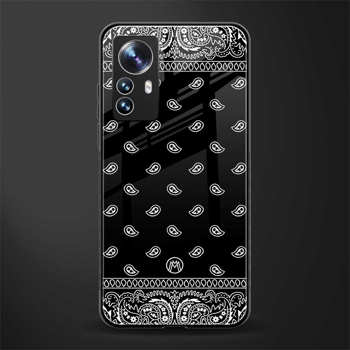 paisley black back phone cover | glass case for xiaomi 12 pro