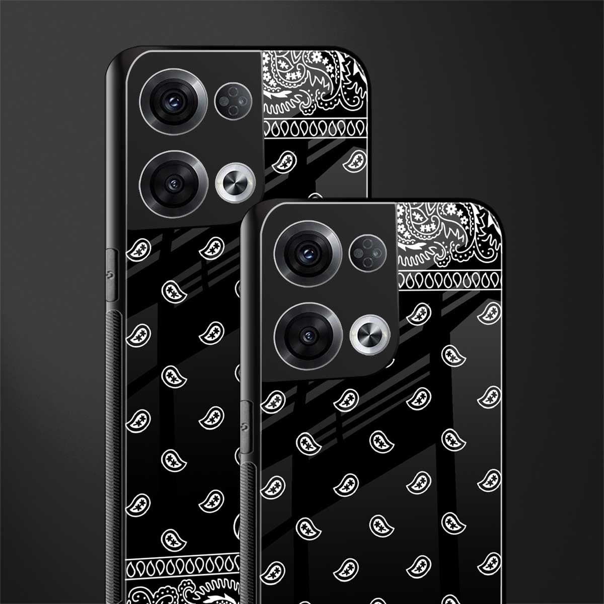 paisley black back phone cover | glass case for oppo reno 8