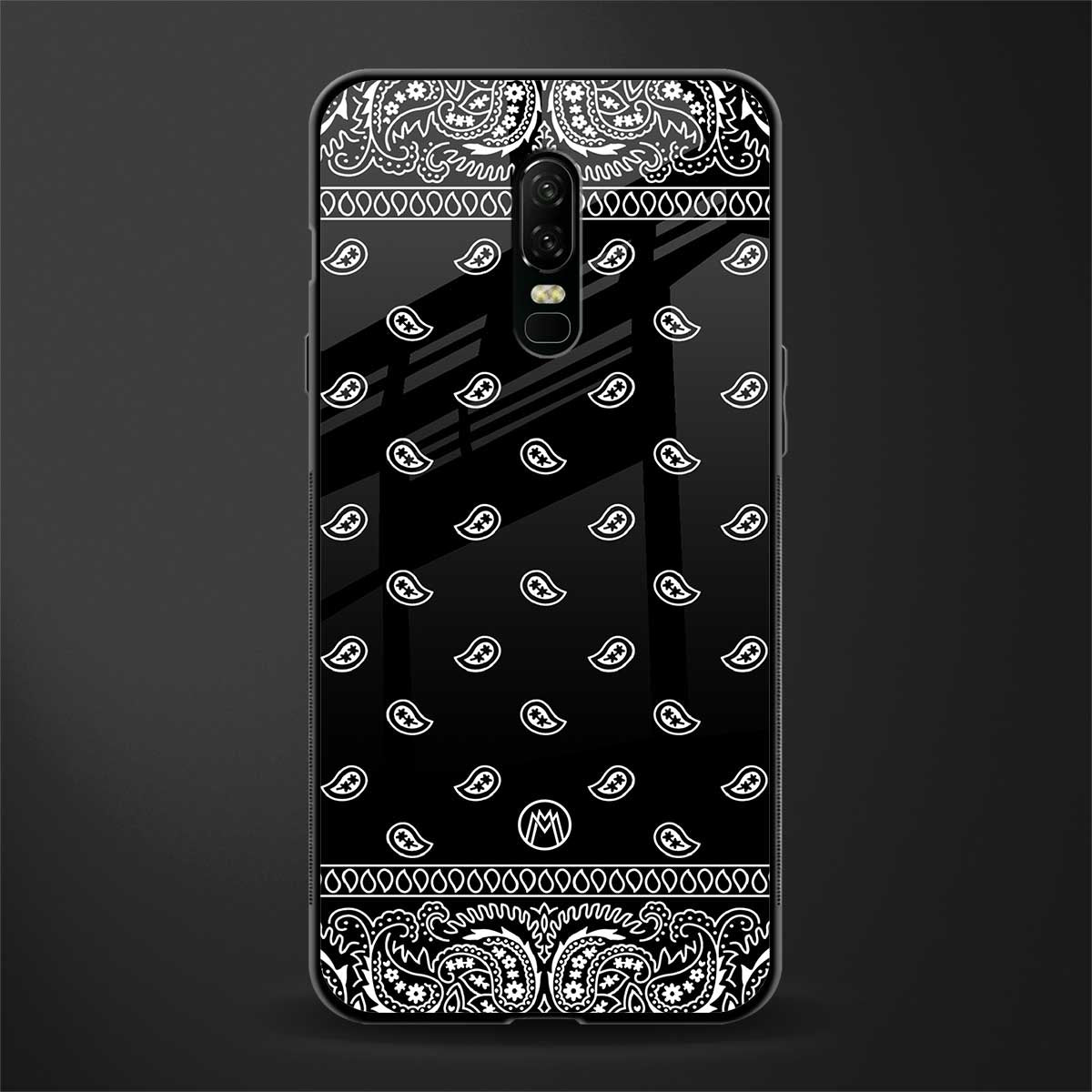 paisley black glass case for oneplus 6 image