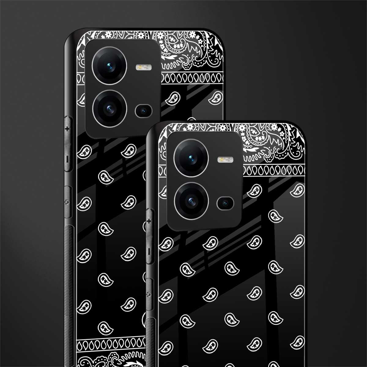 paisley black back phone cover | glass case for vivo v25-5g