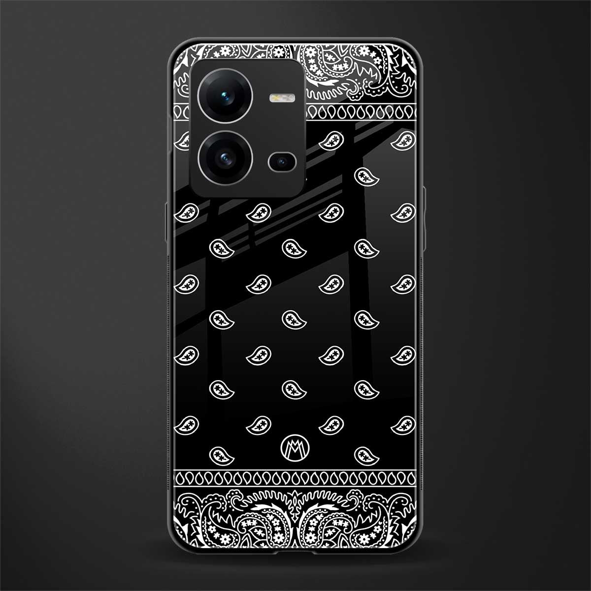 paisley black back phone cover | glass case for vivo v25-5g