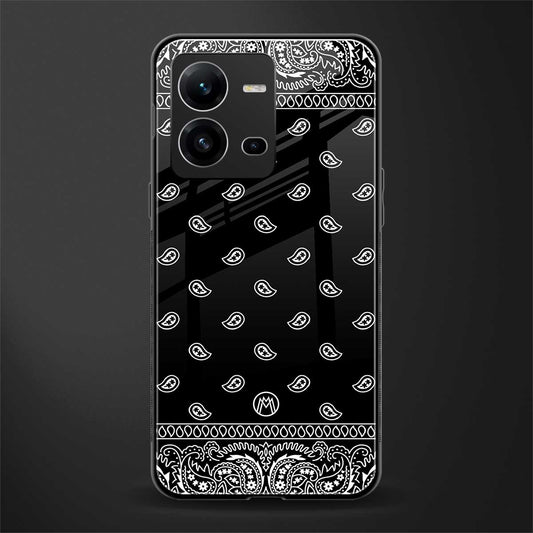 paisley black back phone cover | glass case for vivo v25-5g