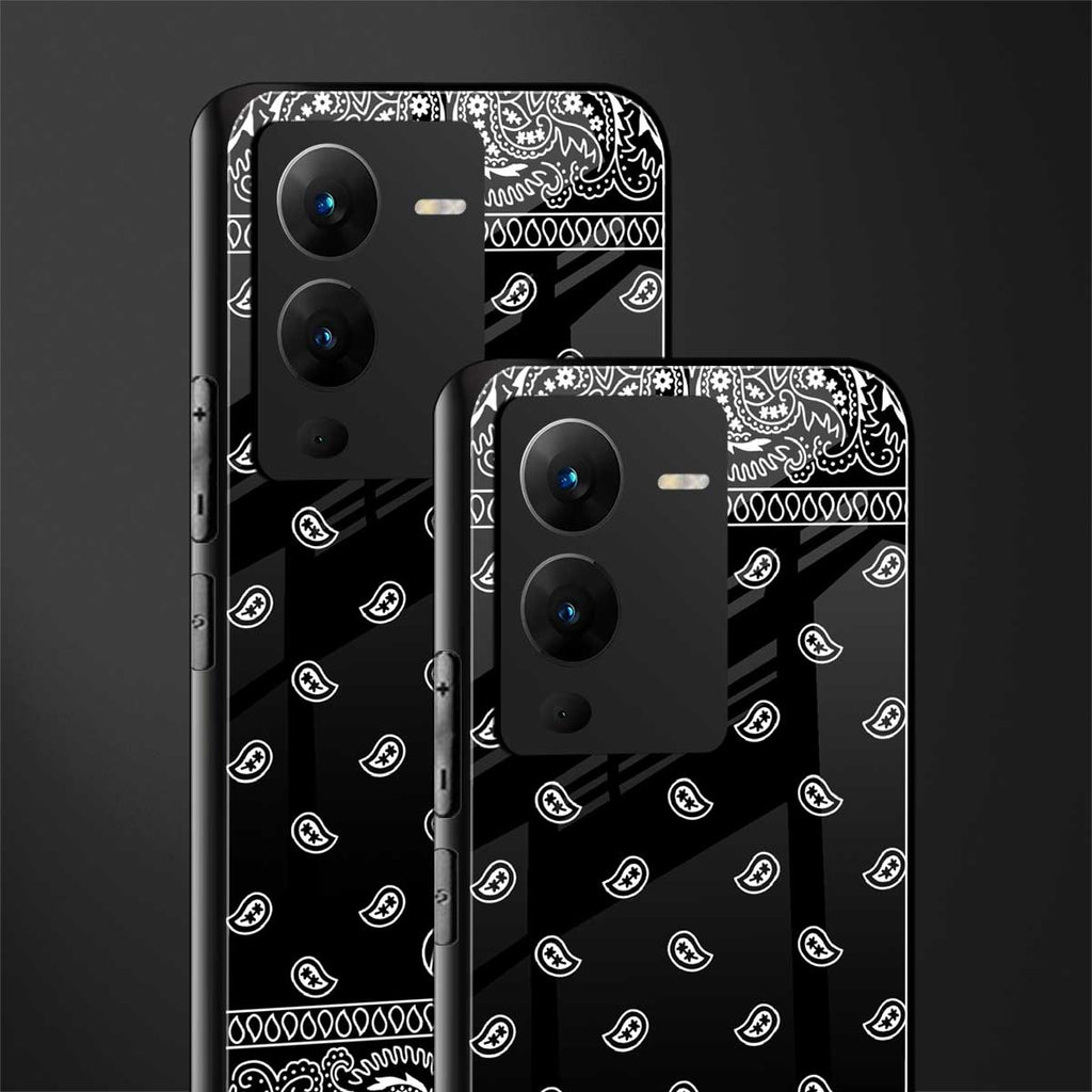 paisley black back phone cover | glass case for vivo v25 pro 5g