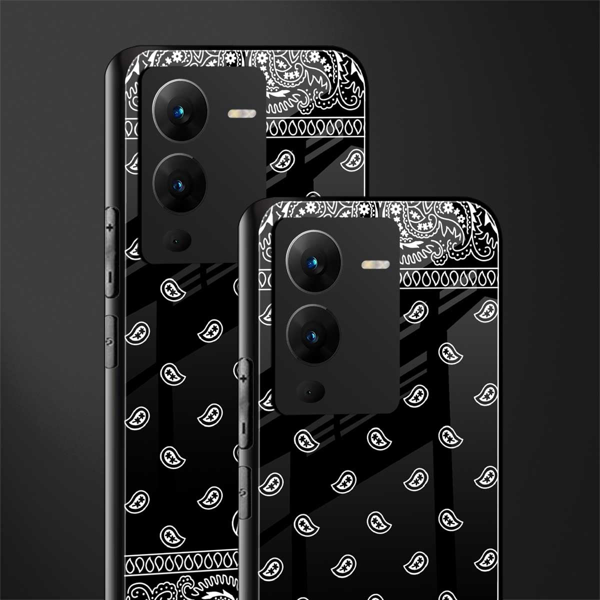 paisley black back phone cover | glass case for vivo v25 pro 5g