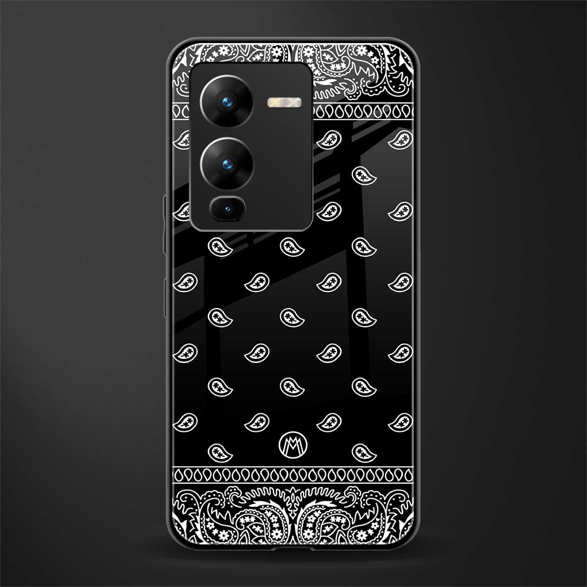paisley black back phone cover | glass case for vivo v25 pro 5g