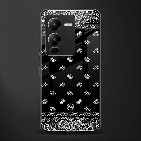 paisley black back phone cover | glass case for vivo v25 pro 5g