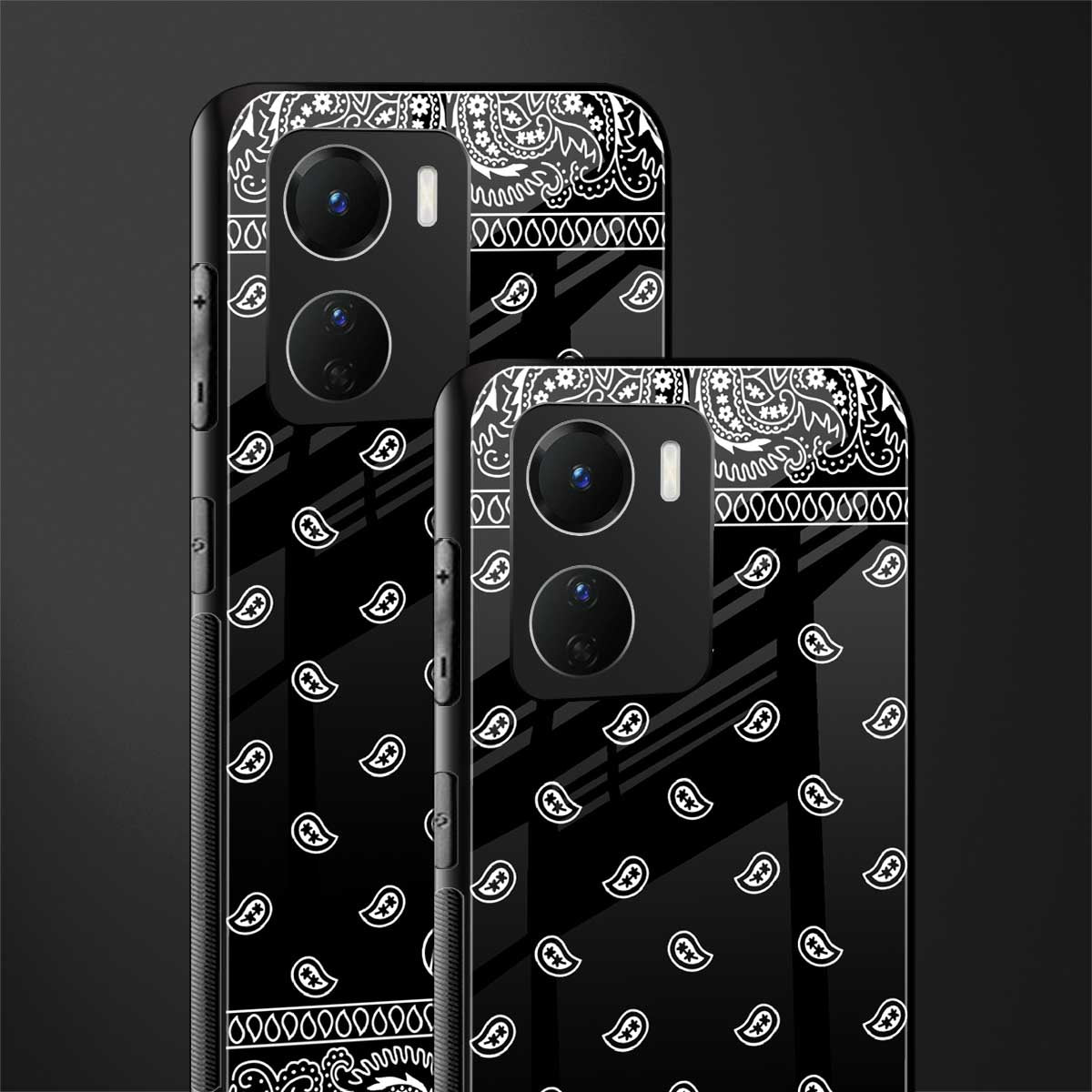 paisley black back phone cover | glass case for vivo y16