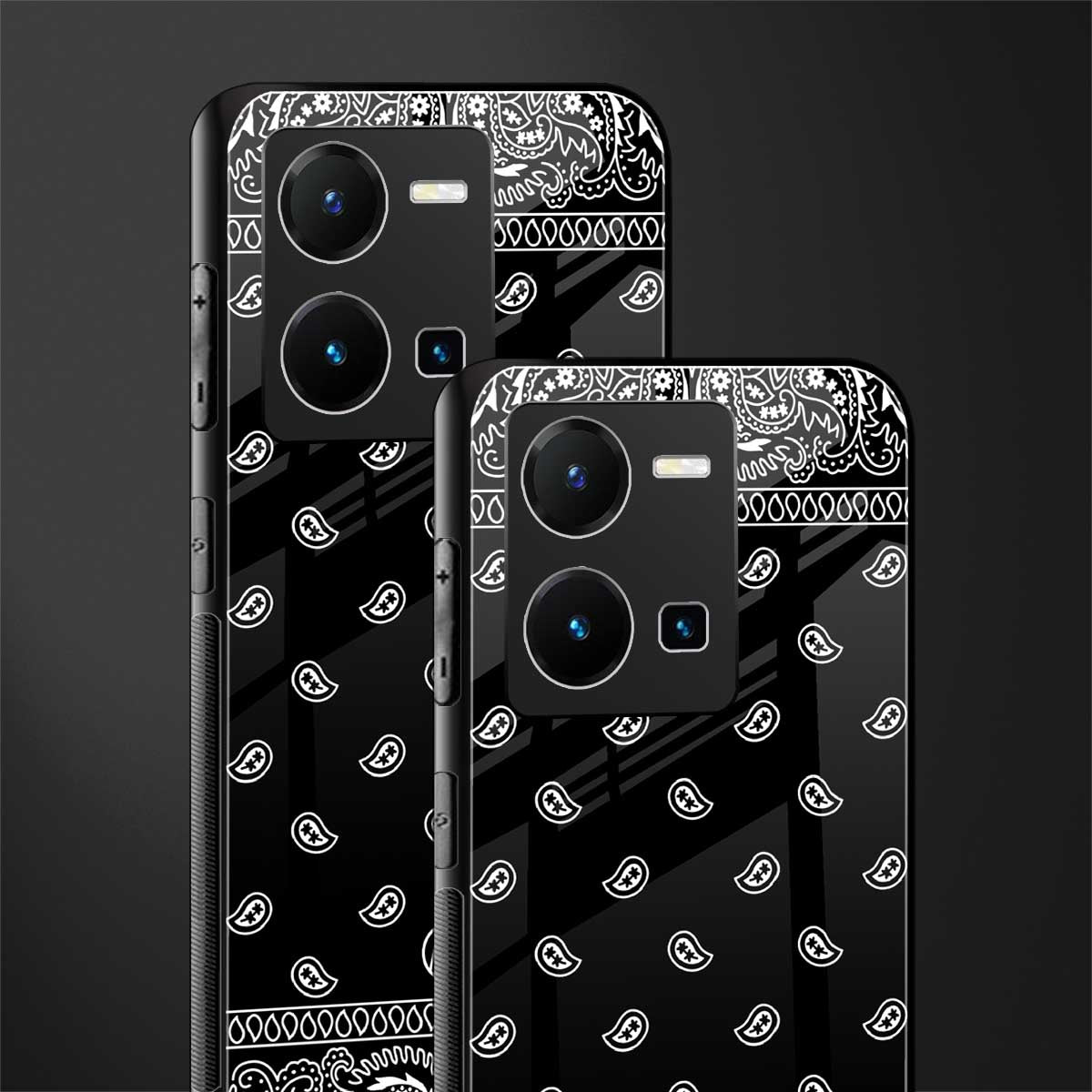 paisley black back phone cover | glass case for vivo y35 4g