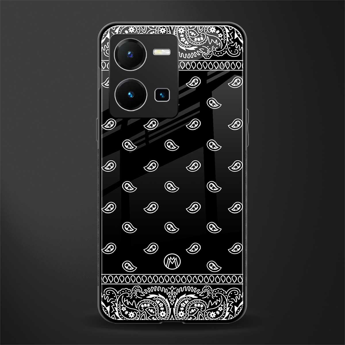 paisley black back phone cover | glass case for vivo y35 4g