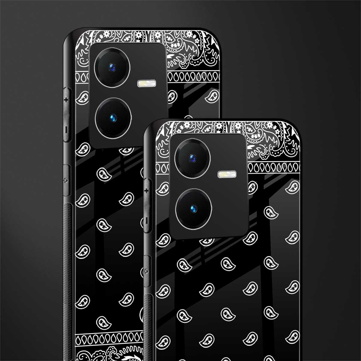 paisley black back phone cover | glass case for vivo y22