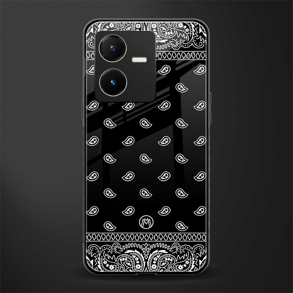 paisley black back phone cover | glass case for vivo y22